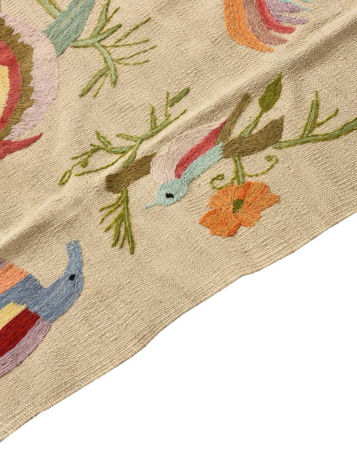 Detail image of  4' 2 x 5' 8  Hand Woven Kilim Suzani Wool Rug