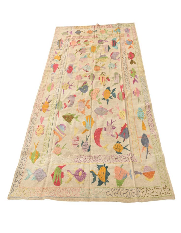 Detail image of  5' 4 x 7' 6  Hand Woven Kilim Suzani Wool Rug