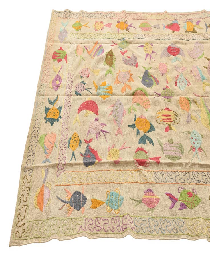 Detail image of  5' 4 x 7' 6  Hand Woven Kilim Suzani Wool Rug