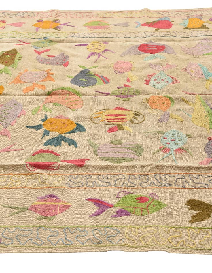 Detail image of  5' 4 x 7' 6  Hand Woven Kilim Suzani Wool Rug