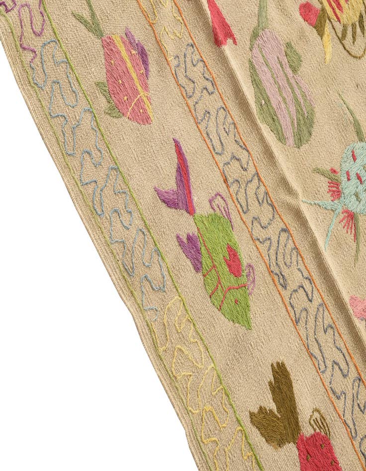 Detail image of  5' 4 x 7' 6  Hand Woven Kilim Suzani Wool Rug