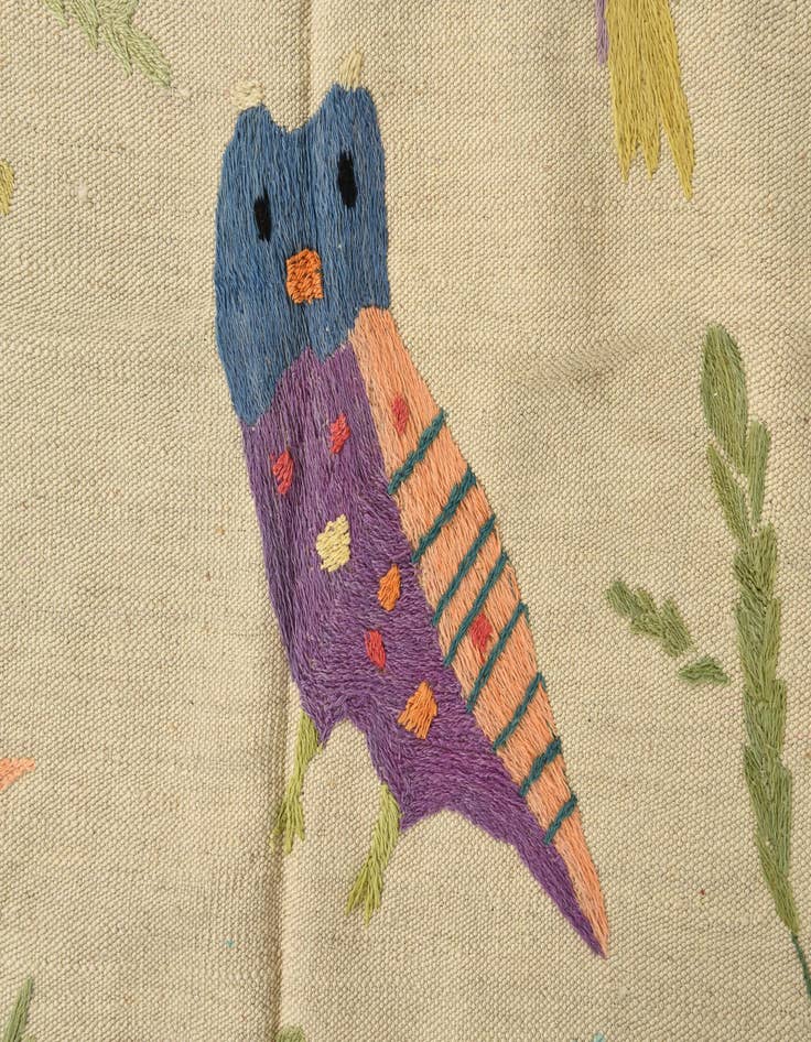 Detail image of  6' 5 x 9'  Hand Woven Kilim Suzani Wool Rug