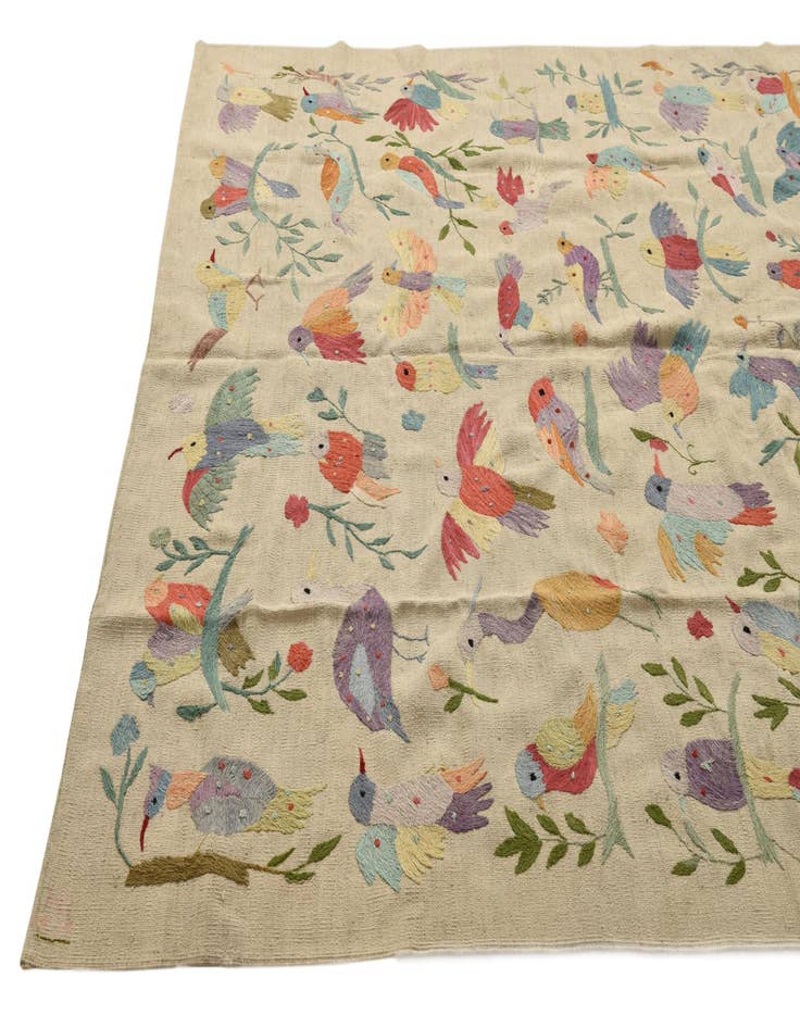 Detail image of  6' 8 x 8' 11  Hand Woven Kilim Suzani Wool Rug