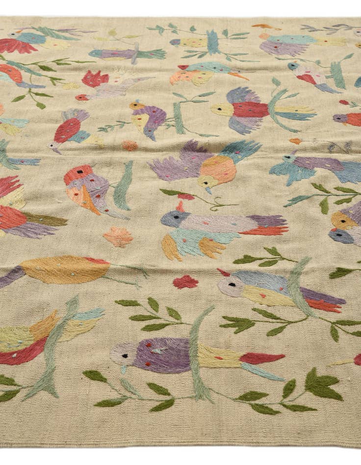 Detail image of  6' 8 x 8' 11  Hand Woven Kilim Suzani Wool Rug