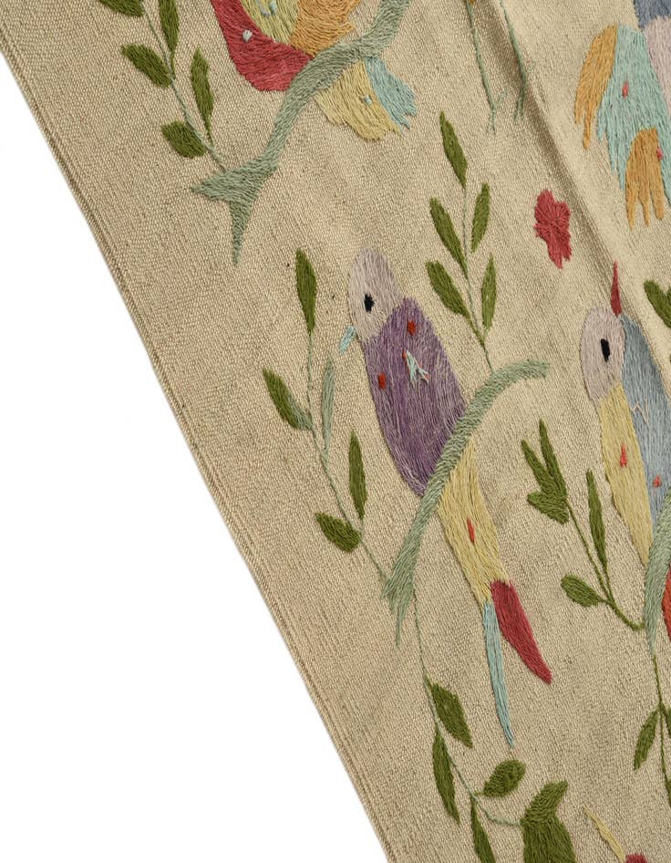 Detail image of  6' 8 x 8' 11  Hand Woven Kilim Suzani Wool Rug