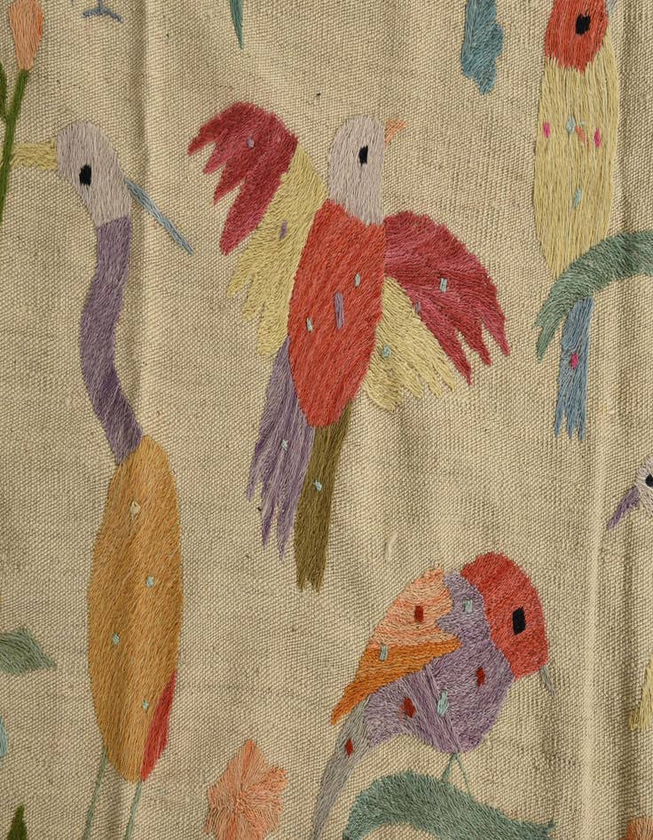 Detail image of  6' 8 x 8' 11  Hand Woven Kilim Suzani Wool Rug