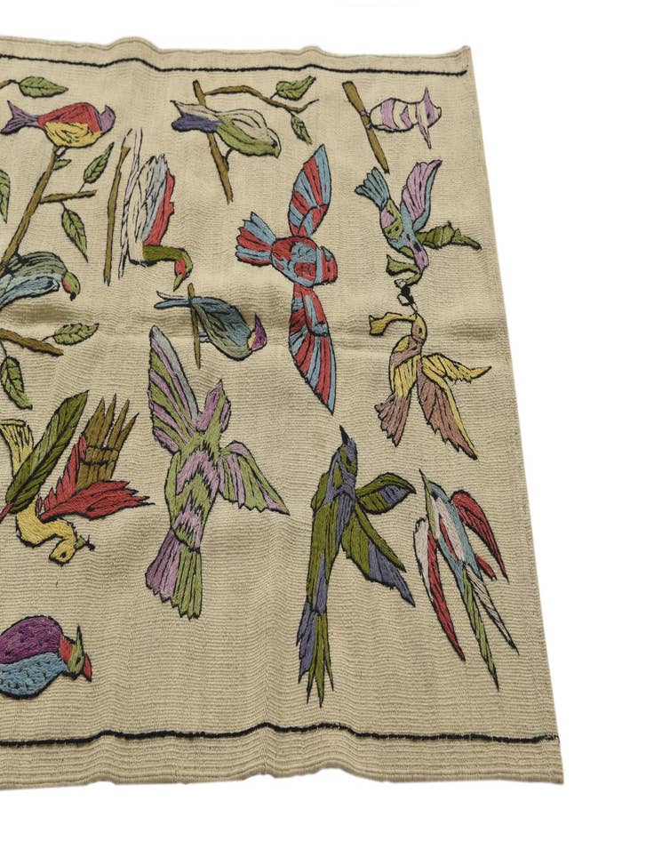 Detail image of  3' 2 x 4' 8  Hand Woven Kilim Suzani Wool Rug