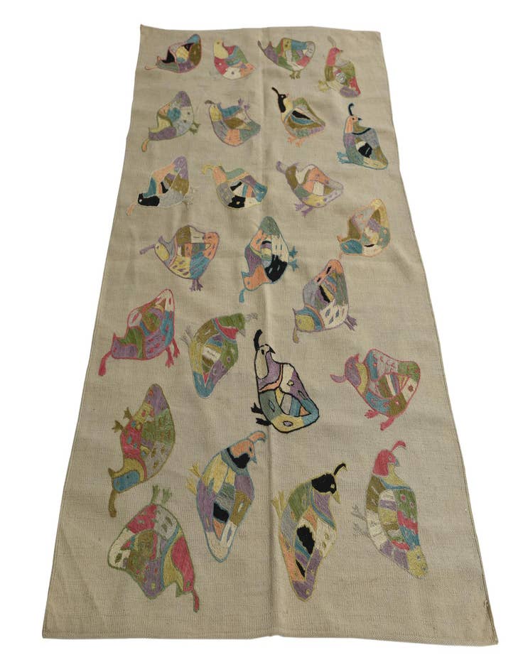 Detail image of  3' 9 x 5' 10  Hand Woven Kilim Suzani Wool Rug