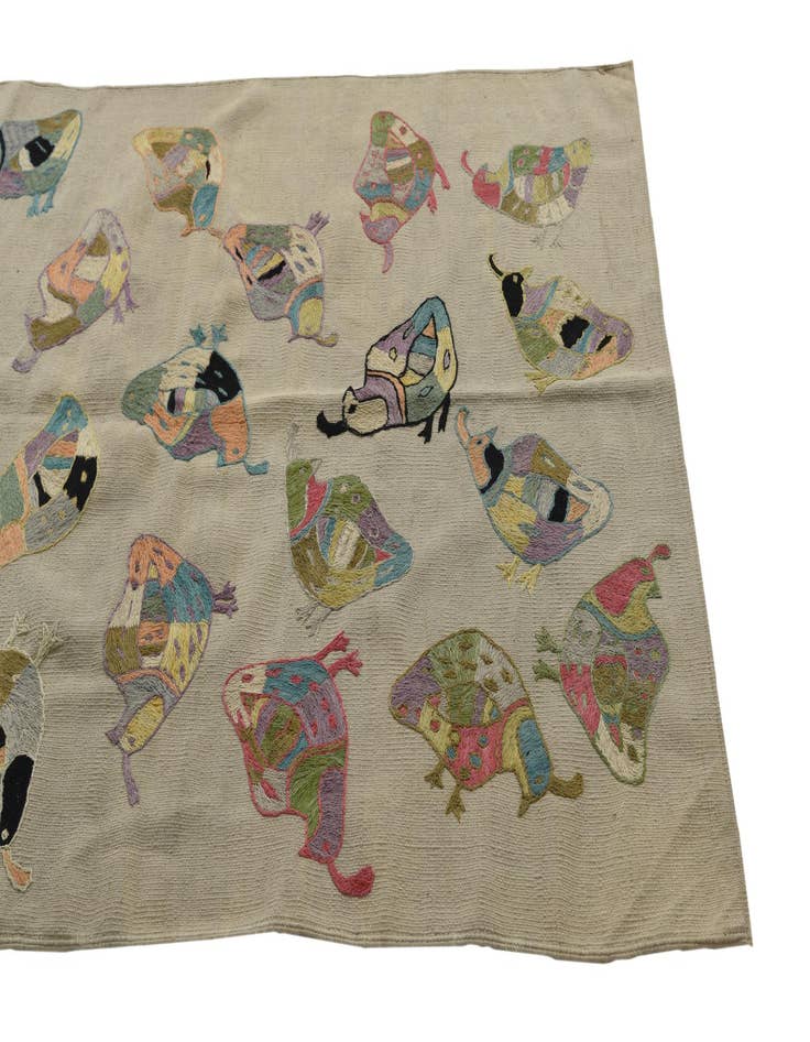 Detail image of  3' 9 x 5' 10  Hand Woven Kilim Suzani Wool Rug