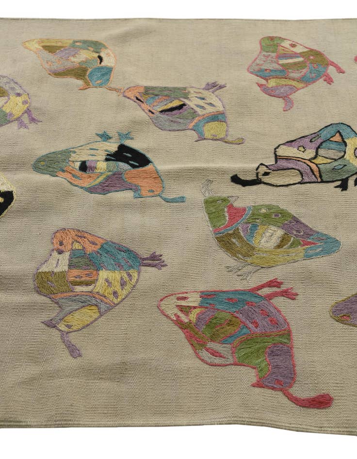 Detail image of  3' 9 x 5' 10  Hand Woven Kilim Suzani Wool Rug