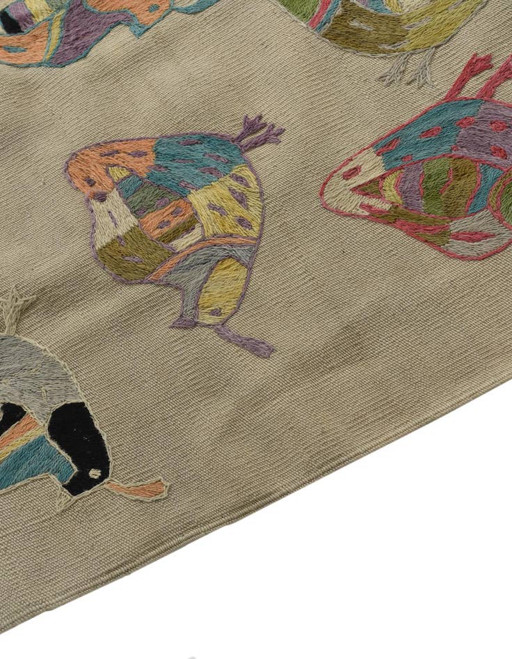 Detail image of  3' 9 x 5' 10  Hand Woven Kilim Suzani Wool Rug