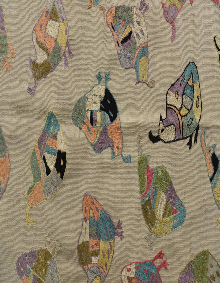 Detail image of  3' 9 x 5' 10  Hand Woven Kilim Suzani Wool Rug