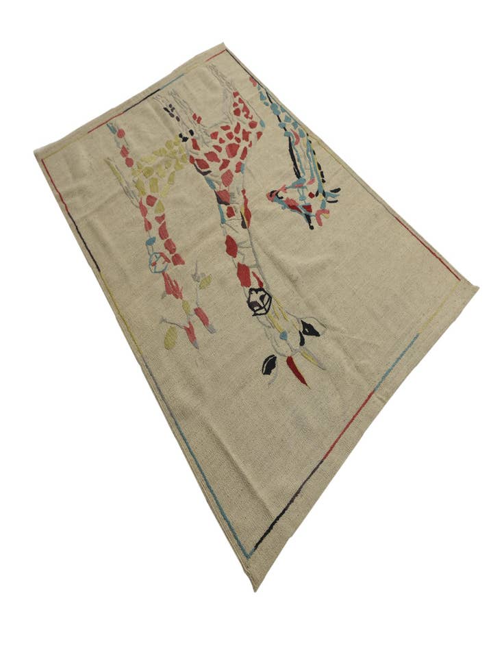 Detail image of  4' 1 x 5' 9  Hand Woven Kilim Suzani Wool Rug