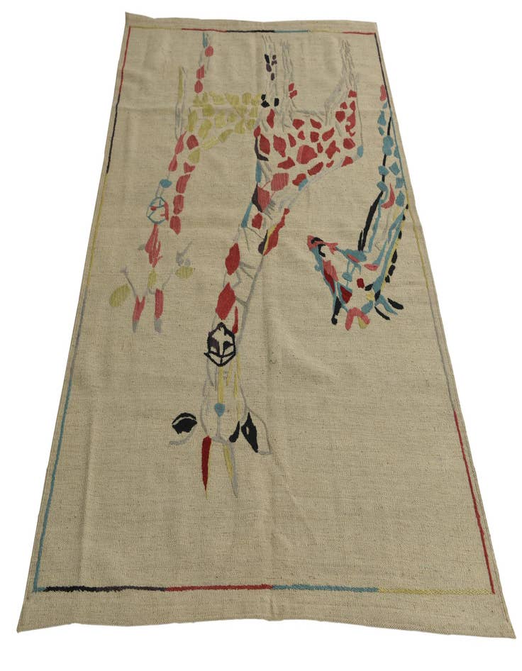 Detail image of  4' 1 x 5' 9  Hand Woven Kilim Suzani Wool Rug