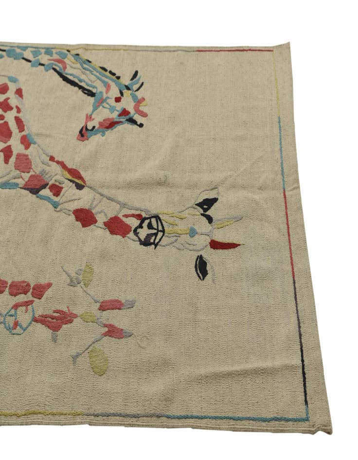 Detail image of  4' 1 x 5' 9  Hand Woven Kilim Suzani Wool Rug