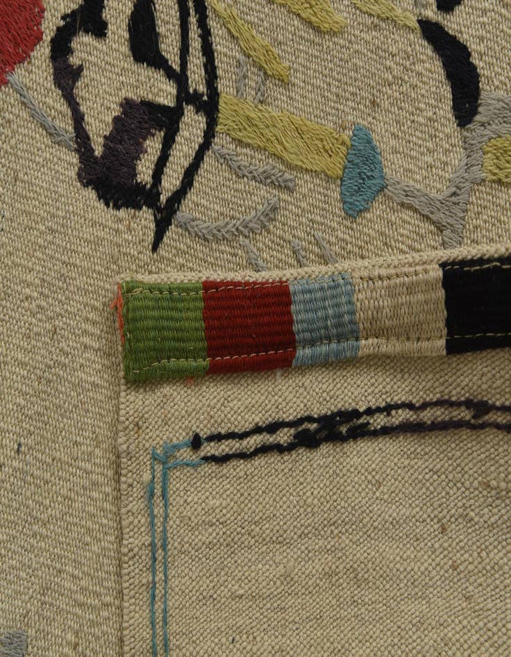Detail image of  4' 1 x 5' 9  Hand Woven Kilim Suzani Wool Rug