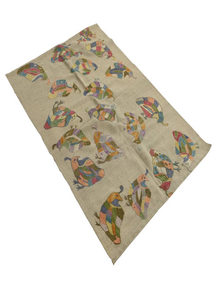 Detail image of  3' 3 x 4' 7  Hand Woven Kilim Suzani Wool Rug