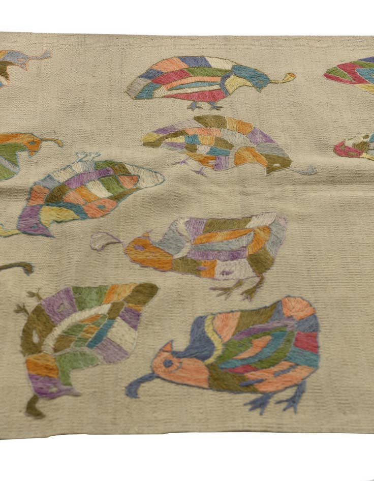 Detail image of  3' 3 x 4' 7  Hand Woven Kilim Suzani Wool Rug