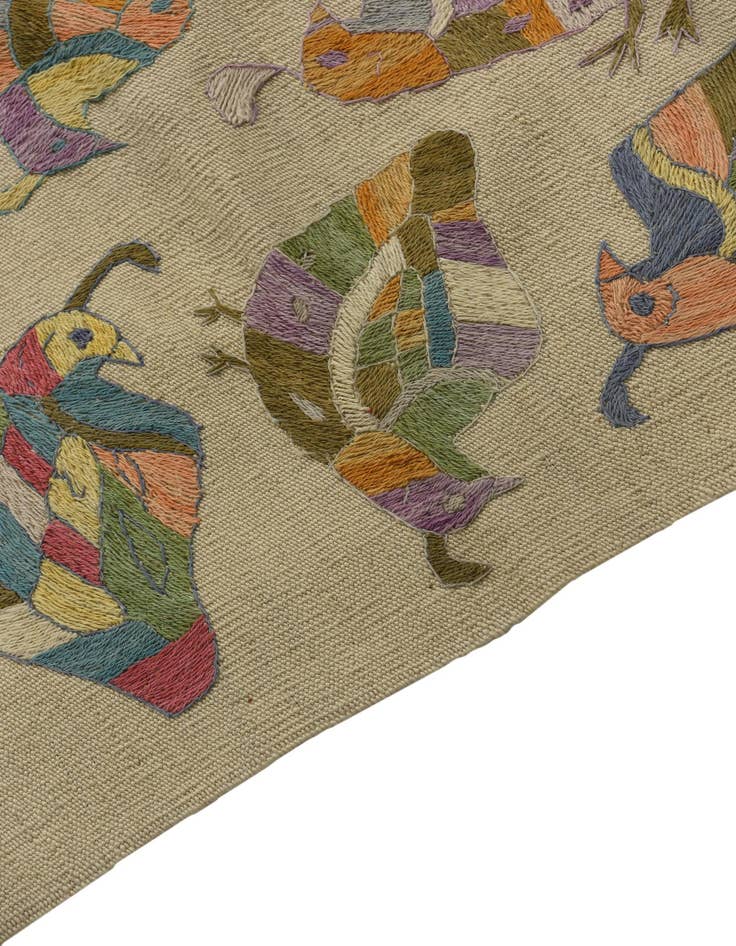 Detail image of  3' 3 x 4' 7  Hand Woven Kilim Suzani Wool Rug