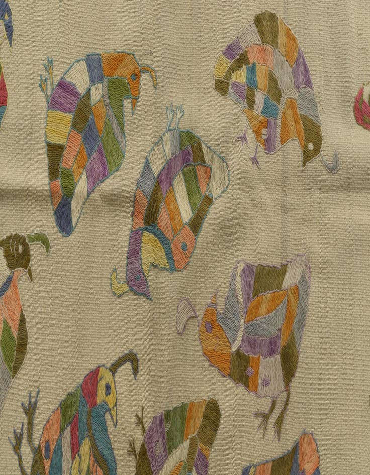 Detail image of  3' 3 x 4' 7  Hand Woven Kilim Suzani Wool Rug