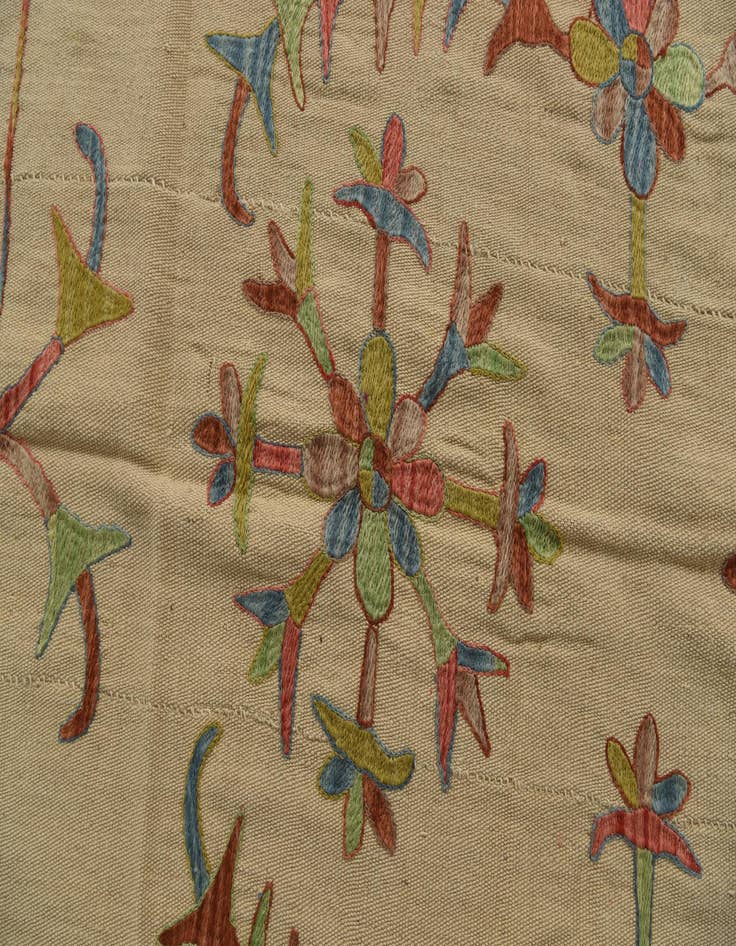 Detail image of  5' 6 x 7' 6  Hand Woven Kilim Suzani Wool Rug