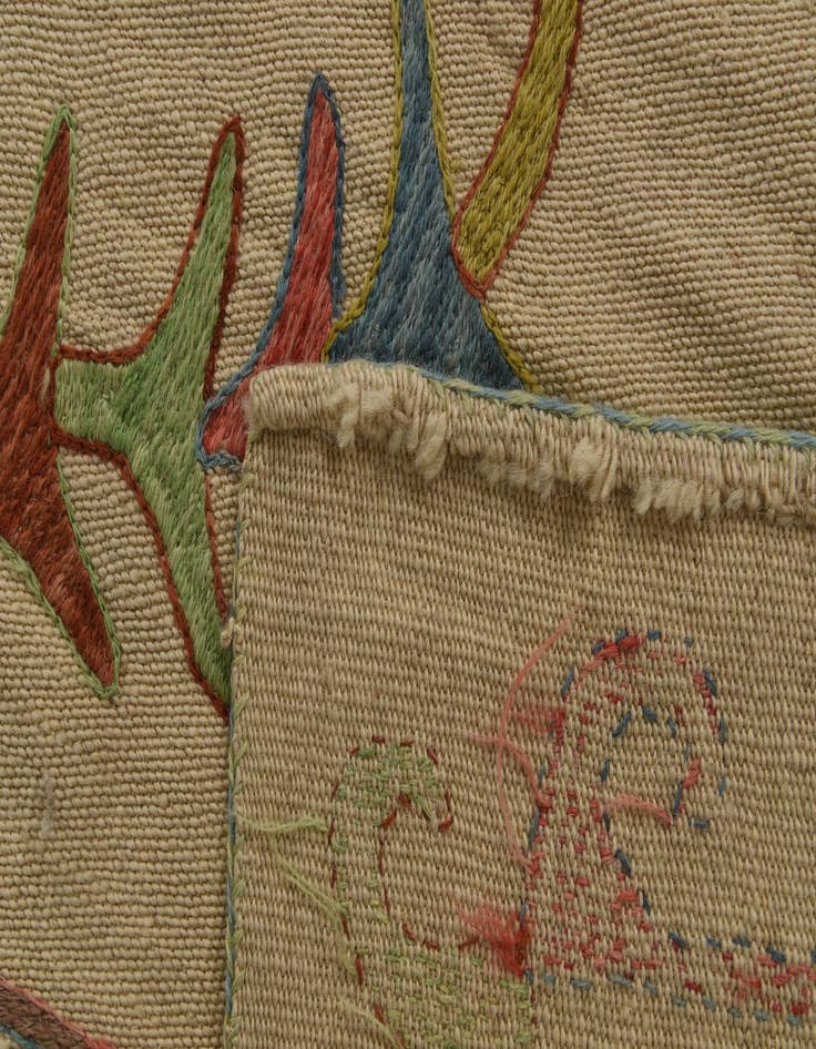 Detail image of  5' 6 x 7' 6  Hand Woven Kilim Suzani Wool Rug