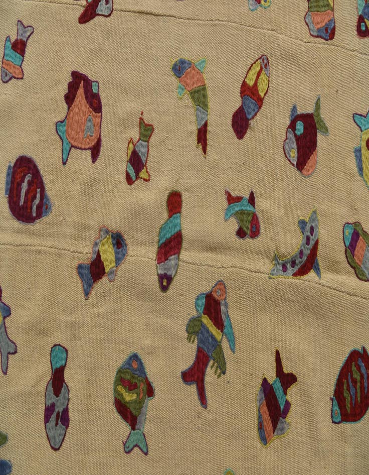 Detail image of  5' x 6' 8  Hand Woven Kilim Suzani Wool Rug