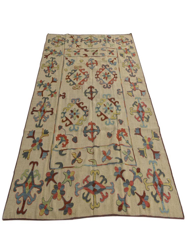 Detail image of  6' x 7' 8  Hand Woven Kilim Suzani Wool Rug