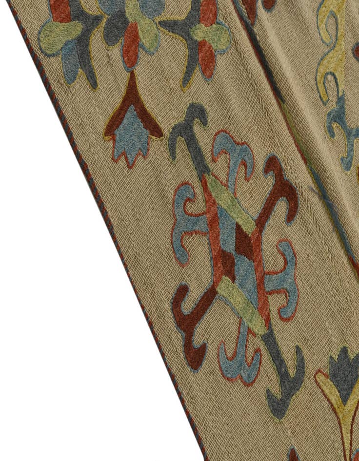 Detail image of  6' x 7' 8  Hand Woven Kilim Suzani Wool Rug