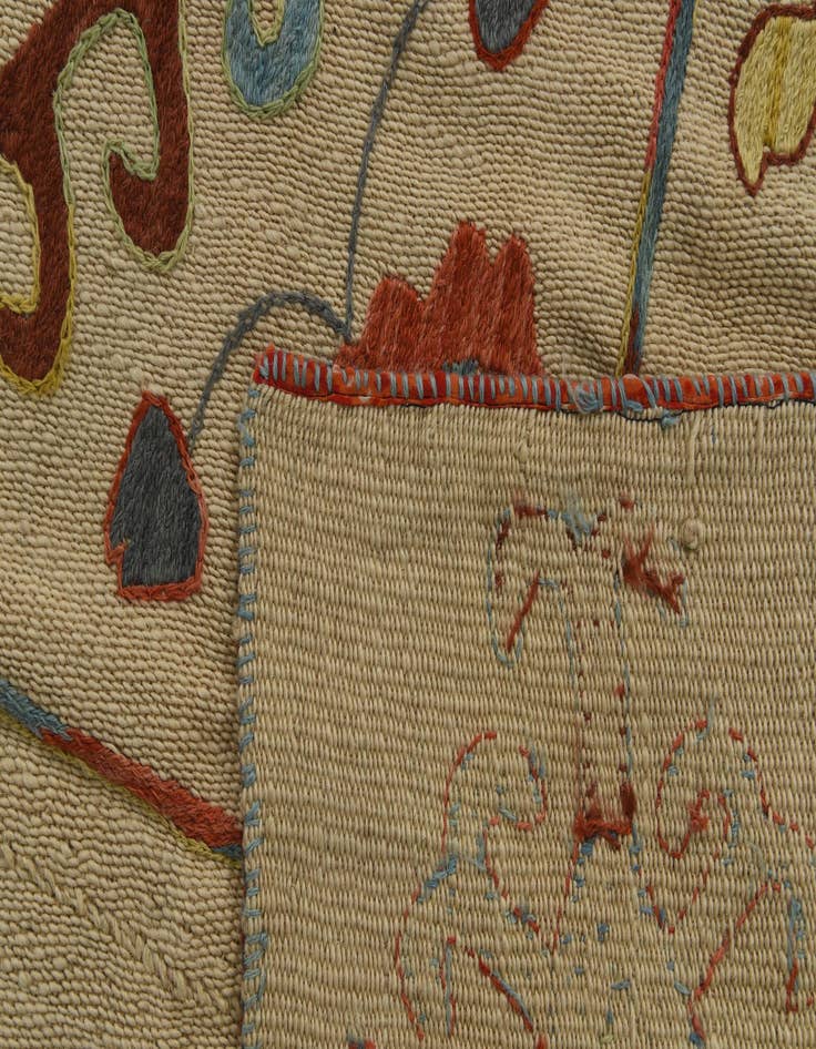 Detail image of  6' x 7' 8  Hand Woven Kilim Suzani Wool Rug
