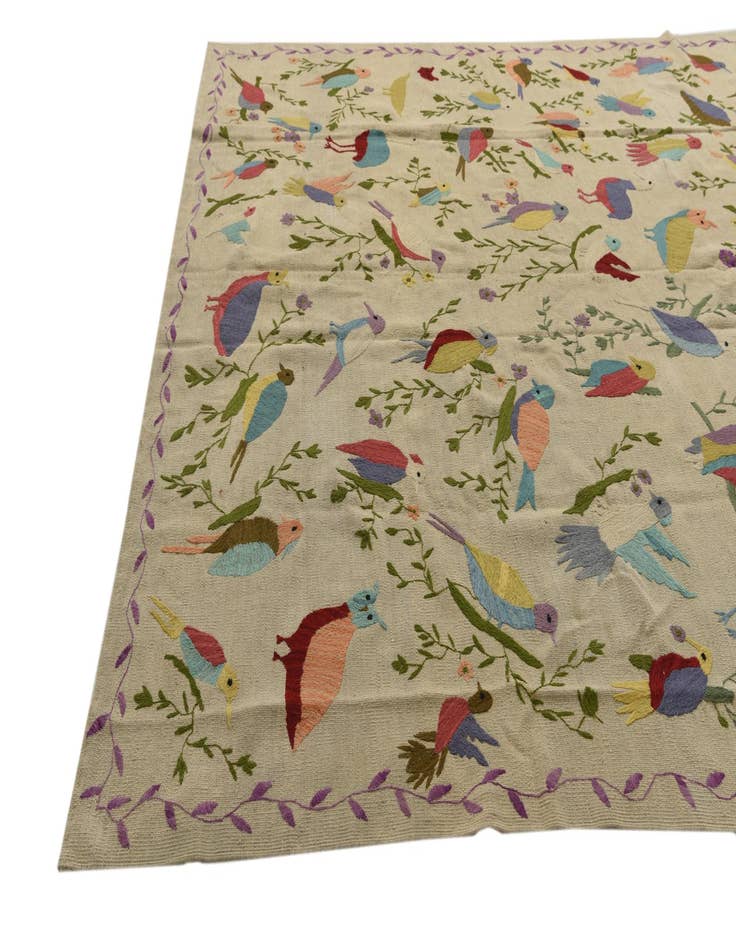 Detail image of  8' x 9' 4  Hand Woven Kilim Suzani Wool Rug