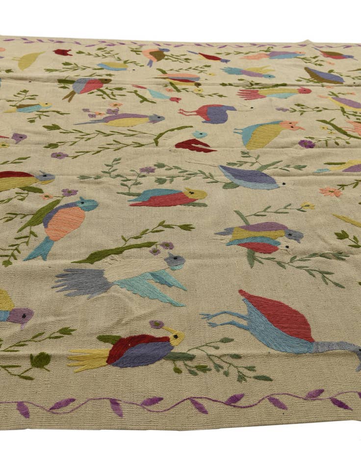 Detail image of  8' x 9' 4  Hand Woven Kilim Suzani Wool Rug