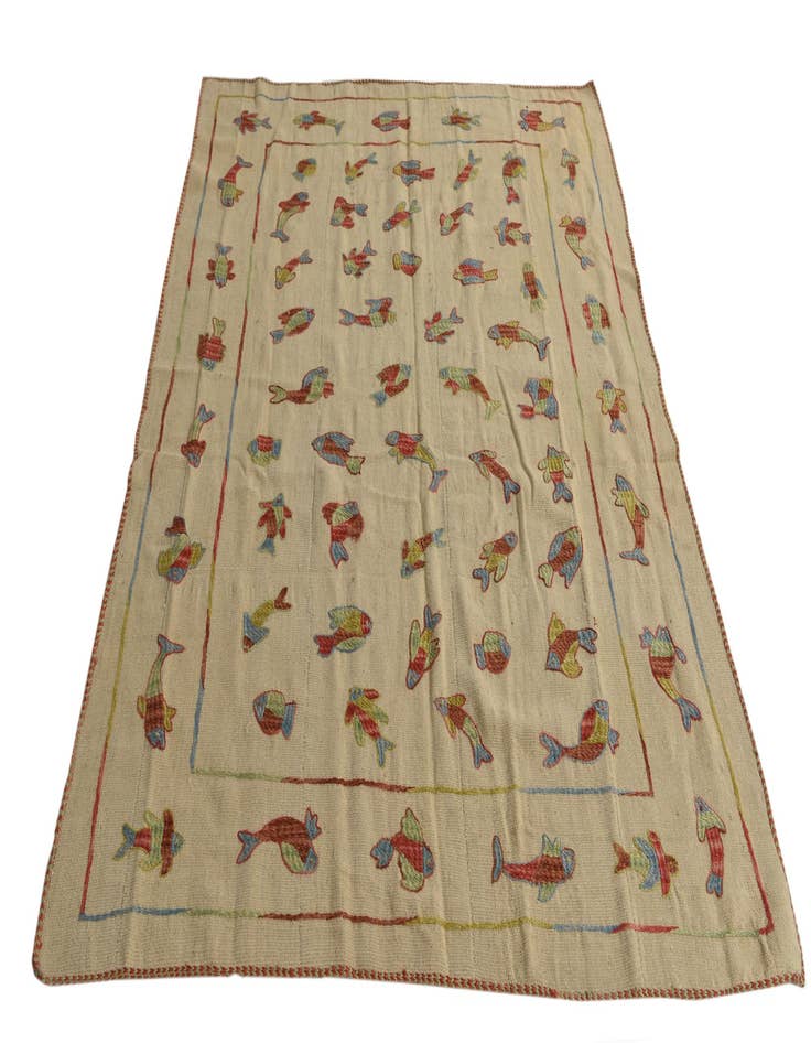 Detail image of  5' x 6' 3  Hand Woven Kilim Suzani Wool Rug