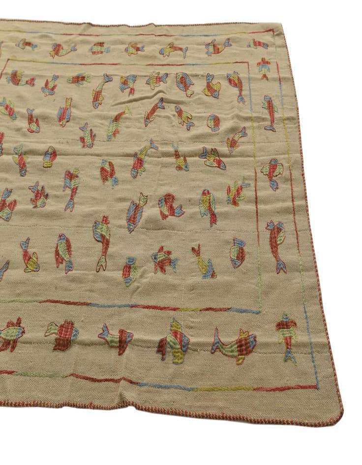 Detail image of  5' x 6' 3  Hand Woven Kilim Suzani Wool Rug