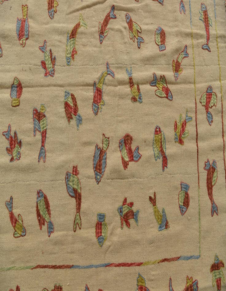 Detail image of  5' x 6' 3  Hand Woven Kilim Suzani Wool Rug