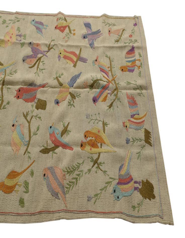 Detail image of  4' 2 x 5' 6  Hand Woven Kilim Suzani Wool Rug