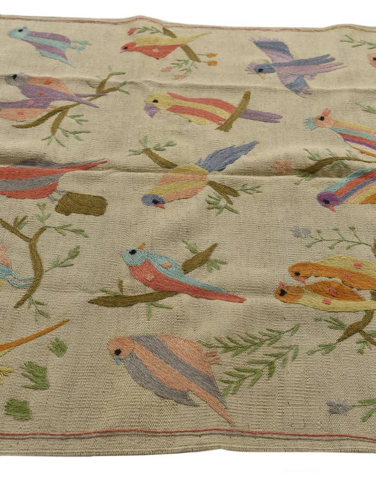 Detail image of  4' 2 x 5' 6  Hand Woven Kilim Suzani Wool Rug