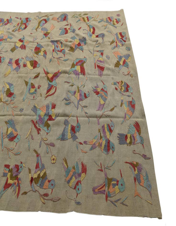 Detail image of  6' 5 x 9' 1  Hand Woven Kilim Suzani Wool Rug