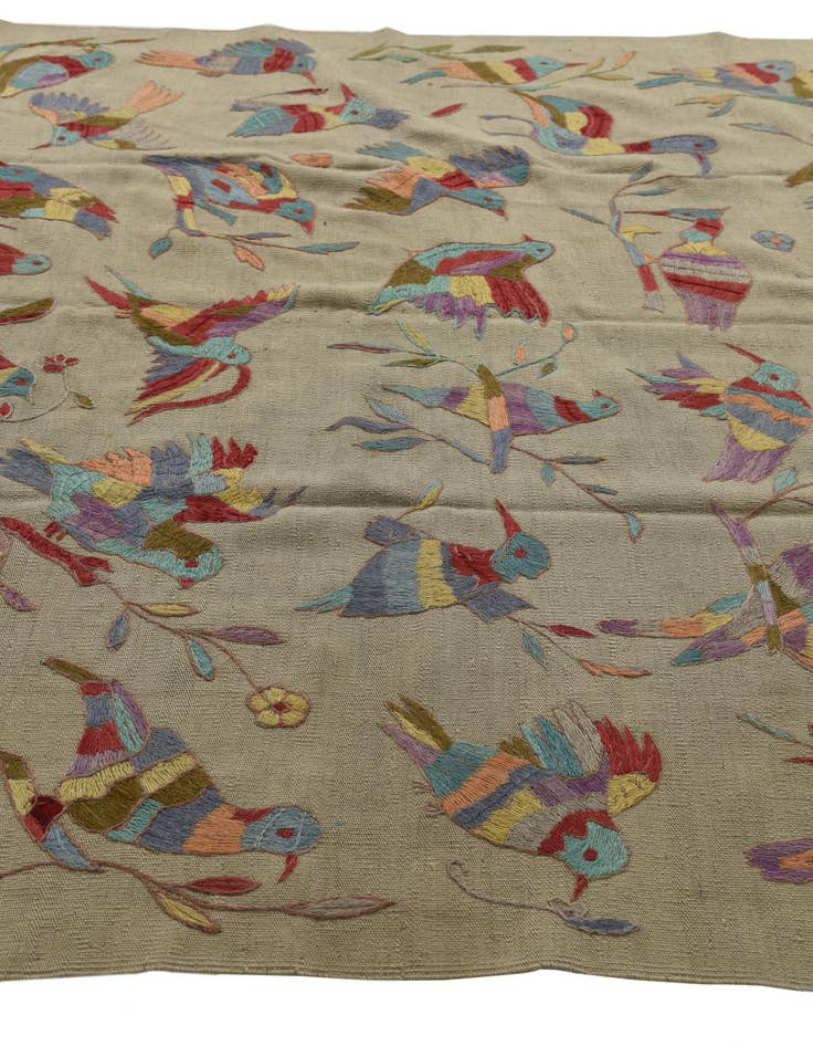 Detail image of  6' 5 x 9' 1  Hand Woven Kilim Suzani Wool Rug