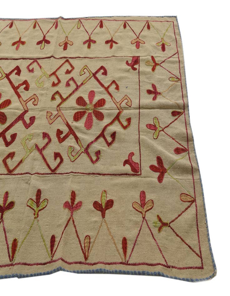 Detail image of  4' 8 x 6' 8  Hand Woven Kilim Suzani Wool Rug