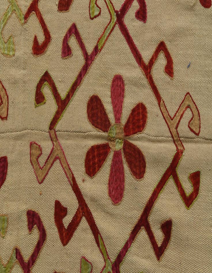 Detail image of  4' 8 x 6' 8  Hand Woven Kilim Suzani Wool Rug