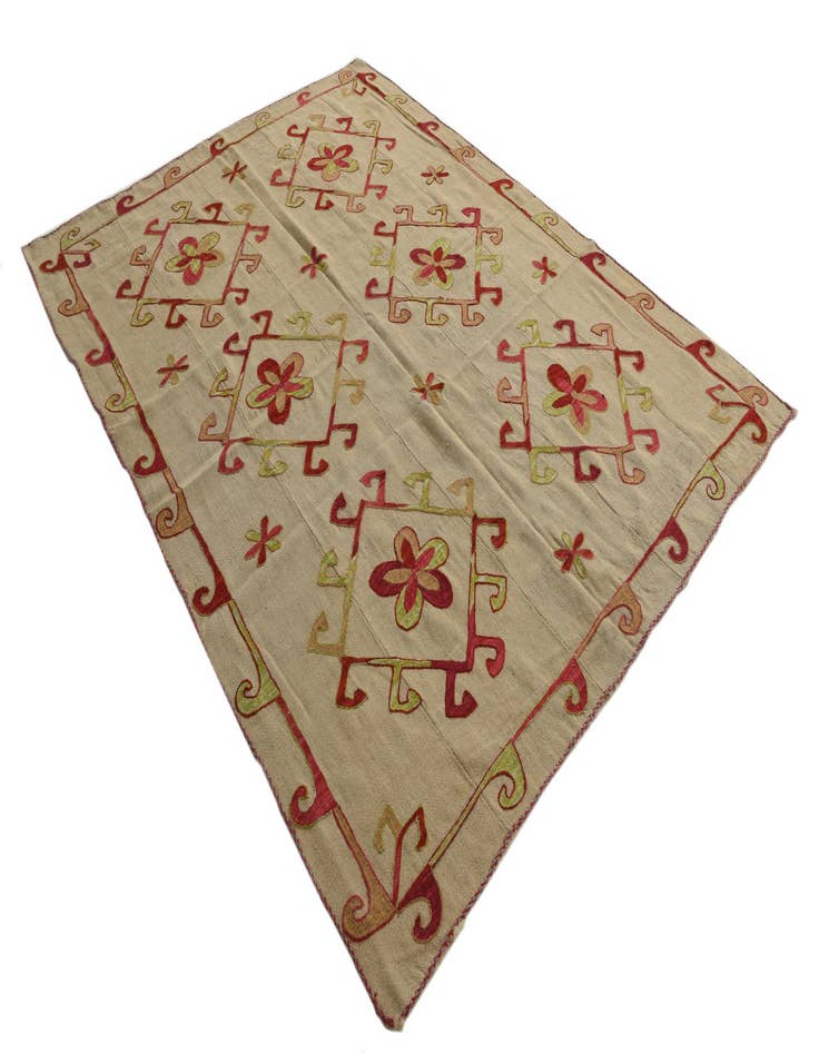 Detail image of  5' 9 x 7' 7  Hand Woven Kilim Suzani Wool Rug