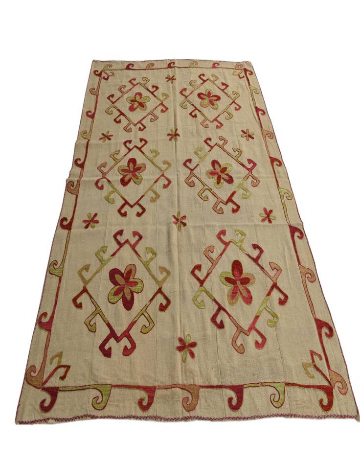 Detail image of  5' 9 x 7' 7  Hand Woven Kilim Suzani Wool Rug