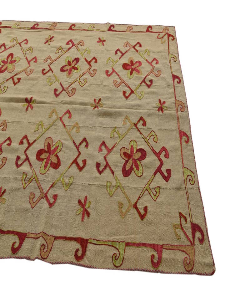 Detail image of  5' 9 x 7' 7  Hand Woven Kilim Suzani Wool Rug