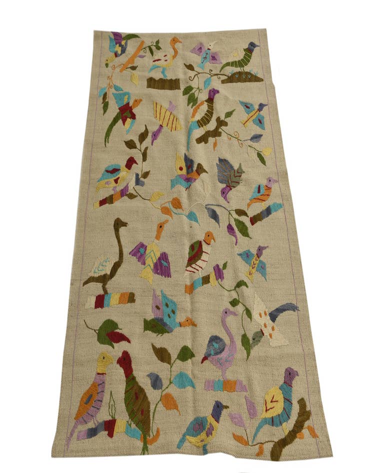 Detail image of  3' 2 x 4' 7  Hand Woven Kilim Suzani Wool Rug