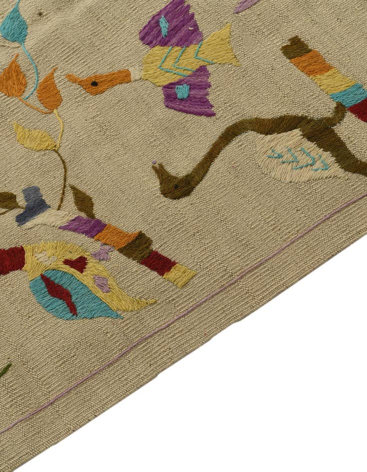 Detail image of  3' 2 x 4' 7  Hand Woven Kilim Suzani Wool Rug