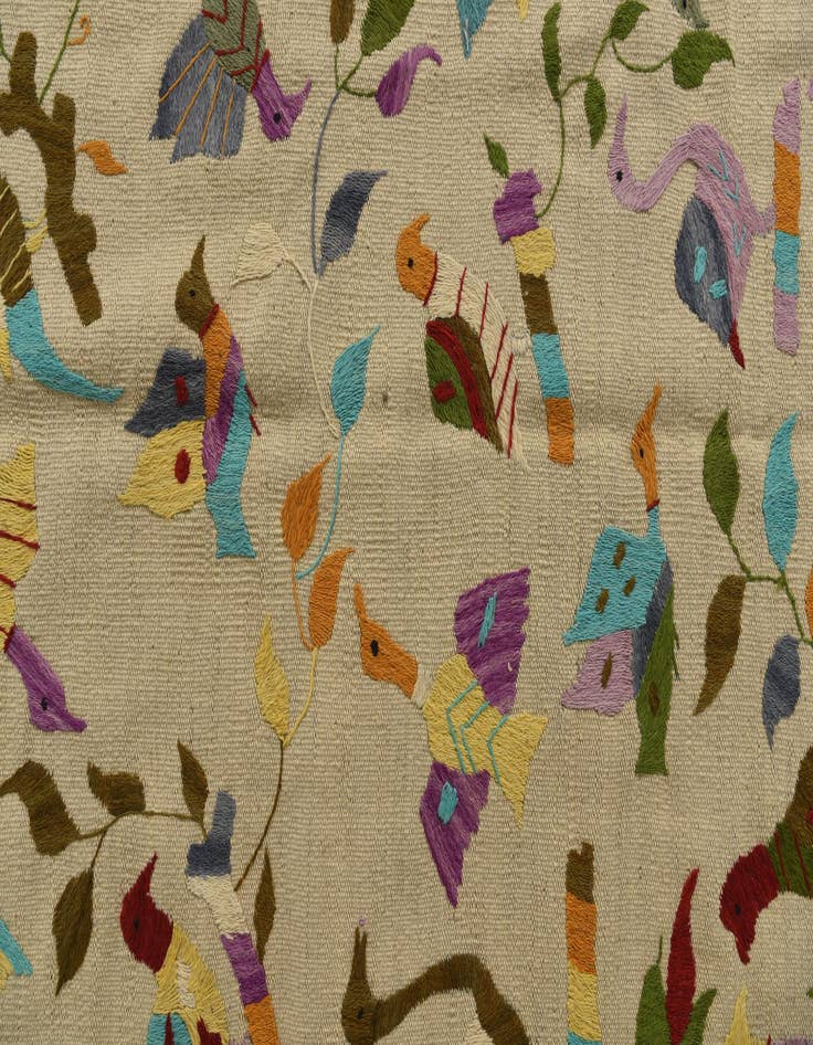 Detail image of  3' 2 x 4' 7  Hand Woven Kilim Suzani Wool Rug