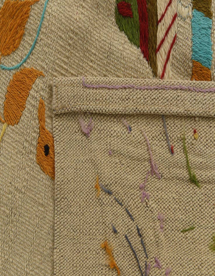 Detail image of  3' 2 x 4' 7  Hand Woven Kilim Suzani Wool Rug