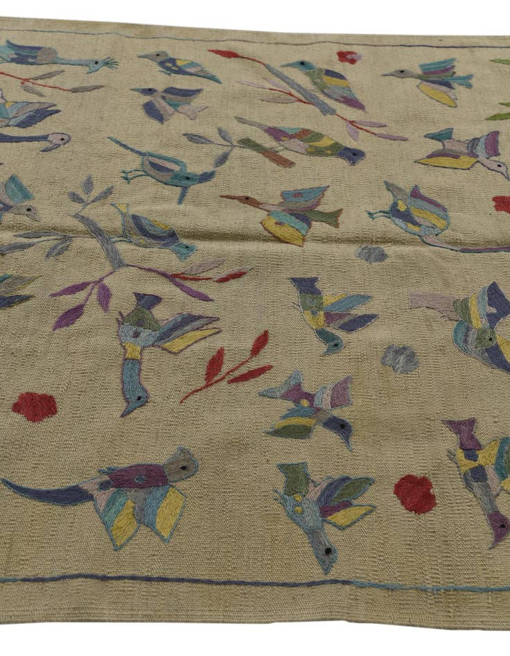 Detail image of  4' 4 x 5' 8  Hand Woven Kilim Suzani Wool Rug