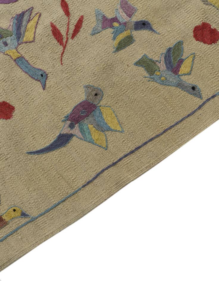 Detail image of  4' 4 x 5' 8  Hand Woven Kilim Suzani Wool Rug